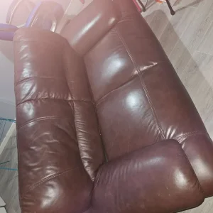 2 seater brown leather couch - Image 3