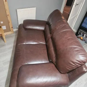 2 seater brown leather couch