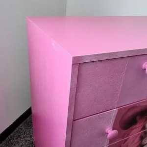 Pink Lion Dresser with Hand-Painted Floral Hat - Image 3