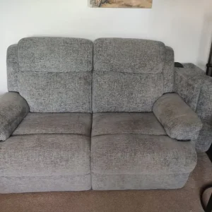 Two seater manual recliner grey fabric - Image 2