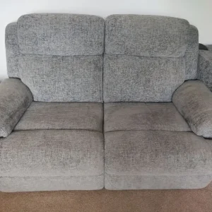 Two seater manual recliner grey fabric - Image 3