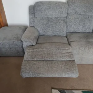 Two seater manual recliner grey fabric - Image 4