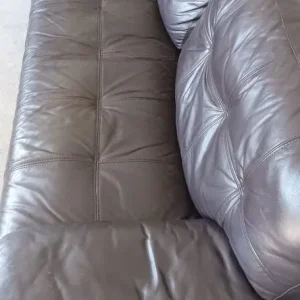 3 Seat Brown Leather Sofa - Image 3