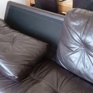 3 Seat Brown Leather Sofa - Image 7