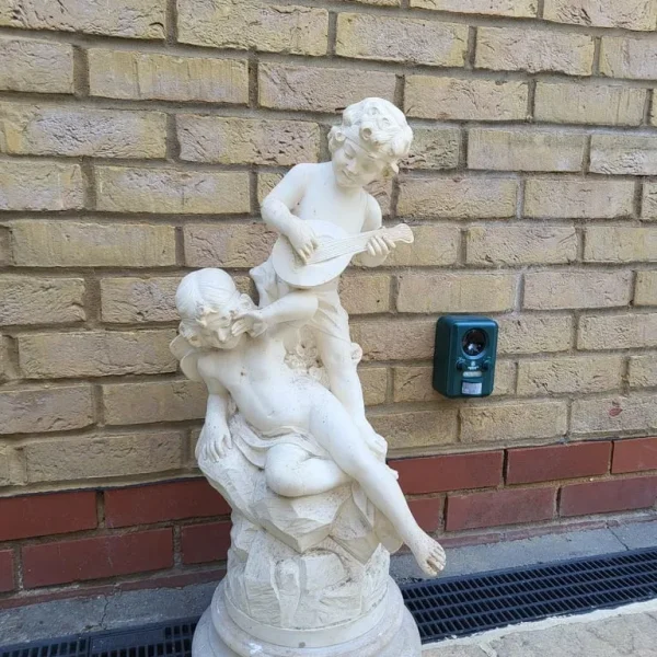 Statue playing mandolin, 74cm with marble stand