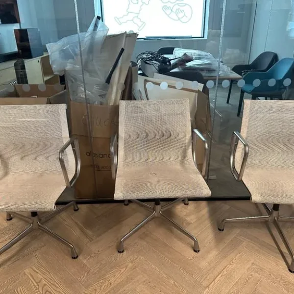 Eames Vitra EA 107 Aluminium White Chairs