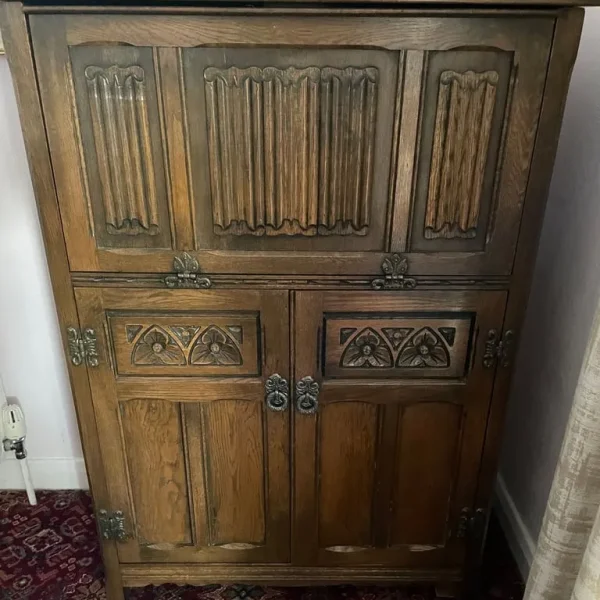 Old Charm oak wine cabinet