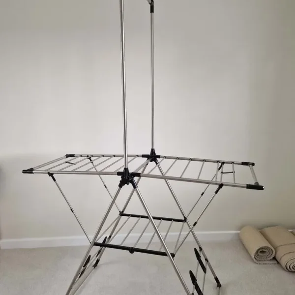 2-Level Gullwing Drying Rack with High Hanging Rail and Shoe Hangers
