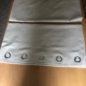 Oatmeal Lined Eyelet Curtains with Pole - Image 2