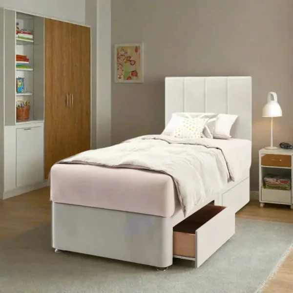 Single divan bed with mattress – ready to use, no assembly