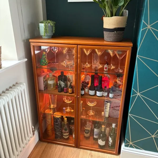 Retro teak gin cabinet / shelving unit
