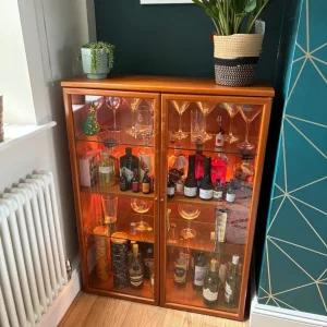 Retro teak gin cabinet / shelving unit