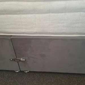 Velvet Grey Divan Double Bed – Orthopaedic Mattress and Tall Headboard - Image 5