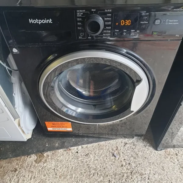 Black washing machine