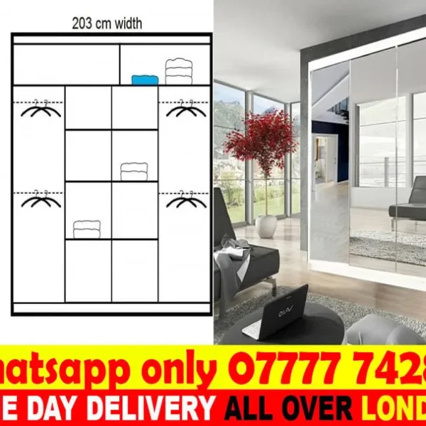 Bedroom mirror with wardrobe set