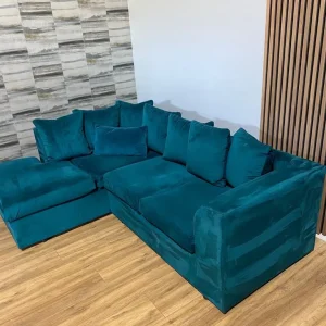 Teal Corner Sofa – L-Shaped, Modern, Comfortable