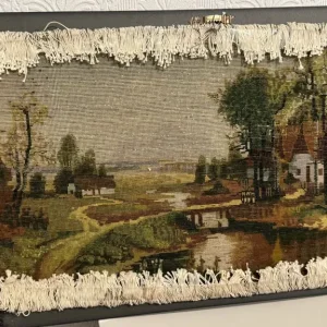 Vintage handmade Persian wool rug with frame - Image 5