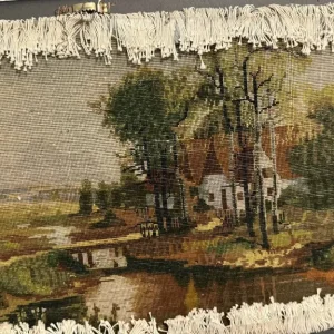 Vintage handmade Persian wool rug with frame - Image 7