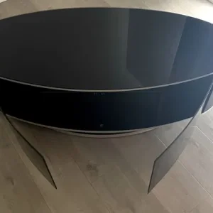 Oval tv stand with tinted glass doors - Image 3