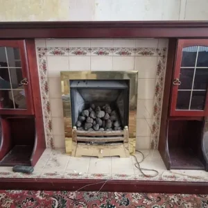Wooden Fireplace with Cupboards and Tile Effect Hearth