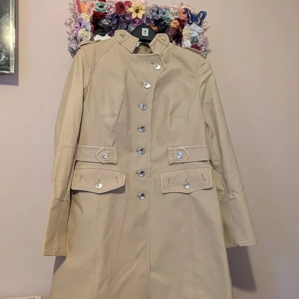 Karen Milen Cotton Blend Trench Coat Size 14