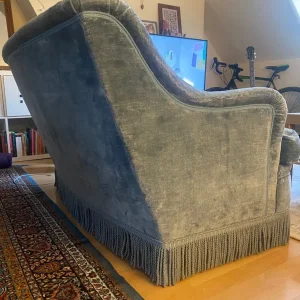 Blue velvet custom made sofa - Image 3