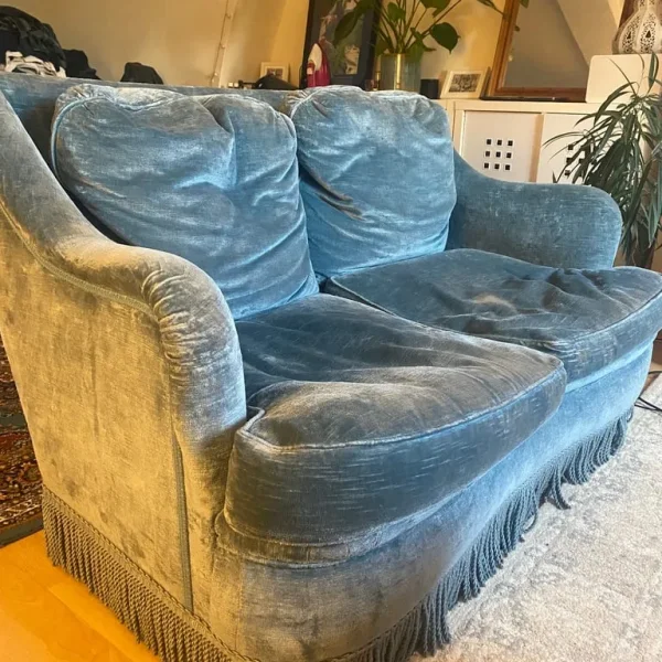 Blue velvet custom made sofa
