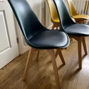 4x dining chairs (navy blue + mustard yellow) - Image 2