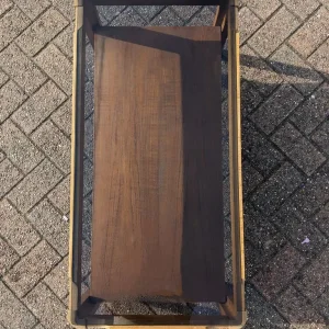 Myer Mid Century Coffee Table Teak & Smoked Glass Two Tier - Image 3
