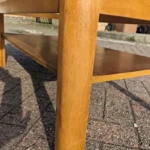 Myer Mid Century Coffee Table Teak & Smoked Glass Two Tier - Image 4