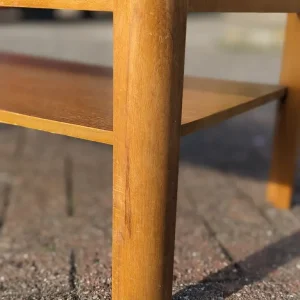 Myer Mid Century Coffee Table Teak & Smoked Glass Two Tier - Image 5