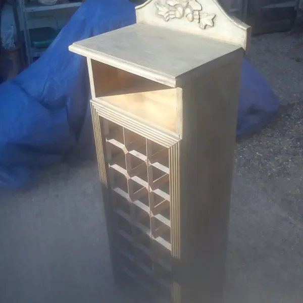 Pine wine rack, upcycled and painted with grey chalk paint