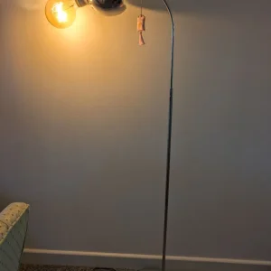 Chrome Arc Floor Lamp with Love Bulb - Image 2
