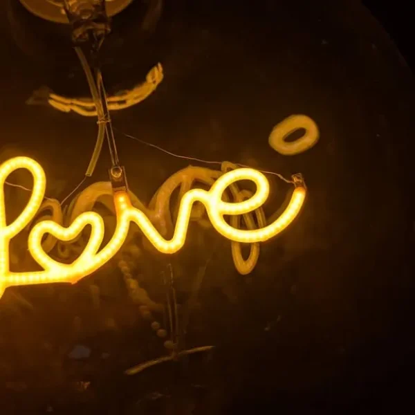 Chrome Arc Floor Lamp with Love Bulb