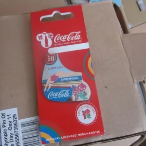 130 COCA-COLA BADGES 2012 OLYMPIC SWIMMING