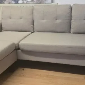 Jysk Grey 3 Seater Hardback Sofa with Matching Poffue - Image 2