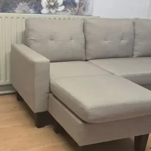 Jysk Grey 3 Seater Hardback Sofa with Matching Poffue - Image 3