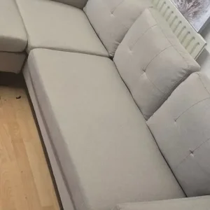 Jysk Grey 3 Seater Hardback Sofa with Matching Poffue - Image 4