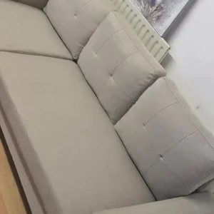 Jysk Grey 3 Seater Hardback Sofa with Matching Poffue - Image 5