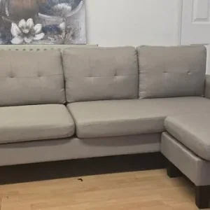 Jysk Grey 3 Seater Hardback Sofa with Matching Poffue - Image 7