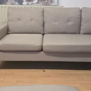 Jysk Grey 3 Seater Hardback Sofa with Matching Poffue - Image 8