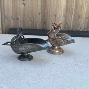 X2 antique vintage sugar skuttles and one scoop