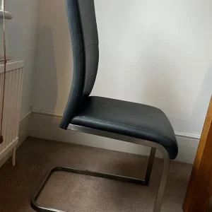 Grey Leather Dining Chairs – Set of 3 - Image 3