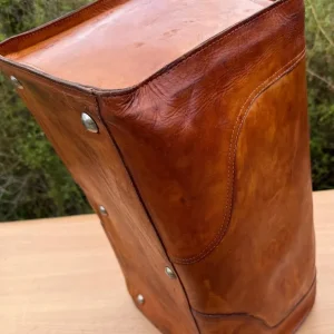 Vintage Brown Leather Gladstone Bag - Image 5