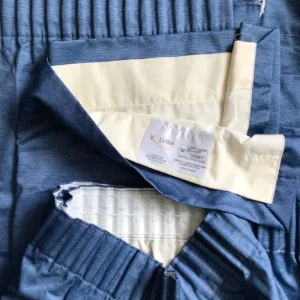 Pair Blue Lined Wide Width Curtains - Image 2