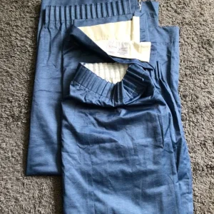 Pair Blue Lined Wide Width Curtains - Image 3