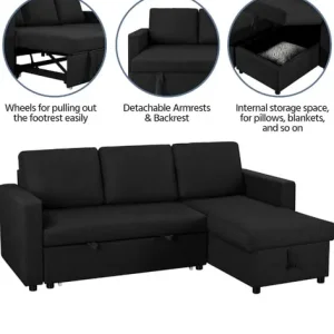 Yaheetech corner sofa bed 3-seater - Image 6