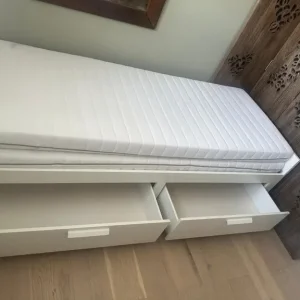IKEA BRIMNES white pull out day bed with 2 mattresses - Image 3