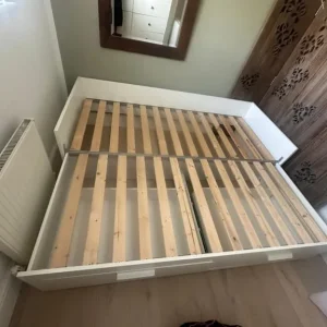 IKEA BRIMNES white pull out day bed with 2 mattresses - Image 4