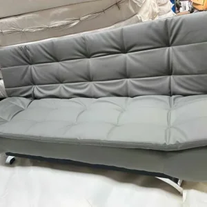 3 Seater Sofa Bed Leather Black and Grey Cube Design - Image 6
